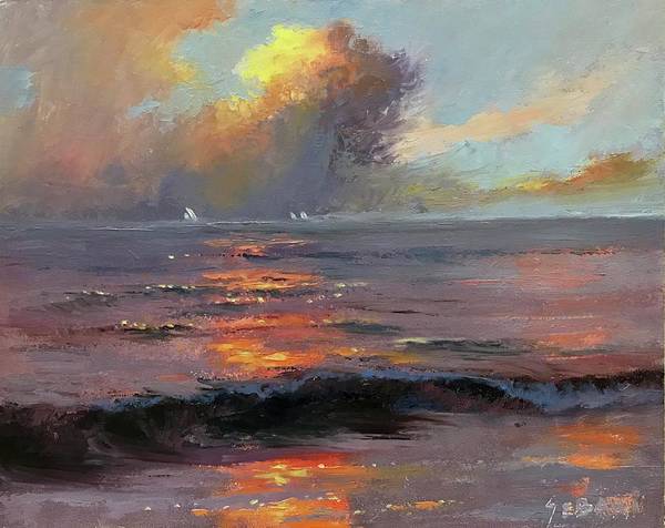 Burning Skies Seascape Art Print  - Art Print