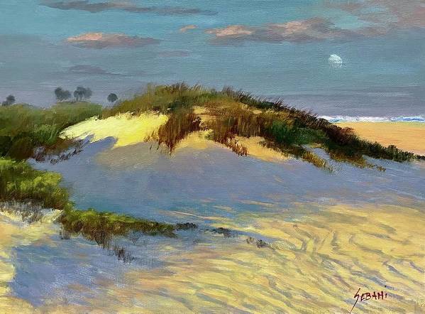 Coastal Sand Dunes Sunset  Seascape - Art Print