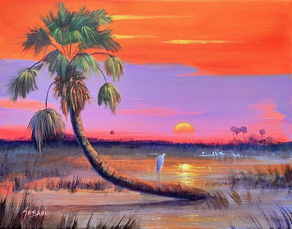 Florida Everglades Sunset Landscape Art Print  - Art Print