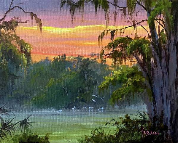 Florida Misty River at Sunset - Art Print