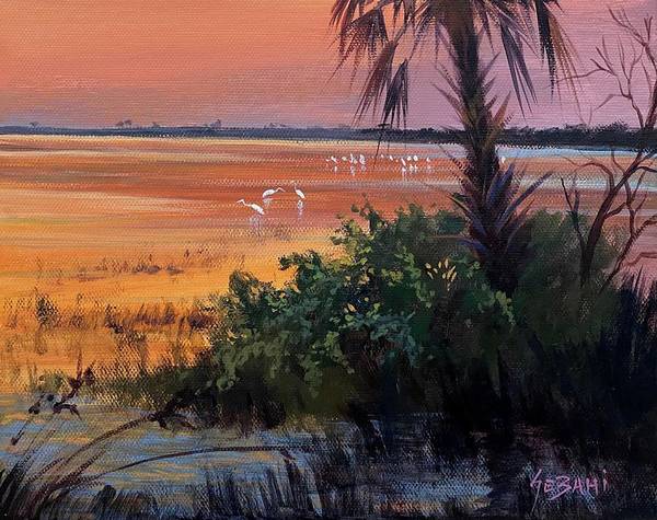 Florida Wetland Sunset and Wildlife  - Art Print