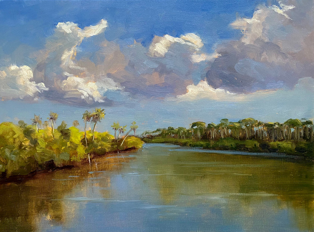 Evening on Florida’s River landscape painting. Original!