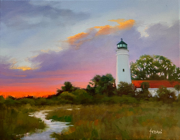 St.Marks Lighthouse at Sunset. Original.