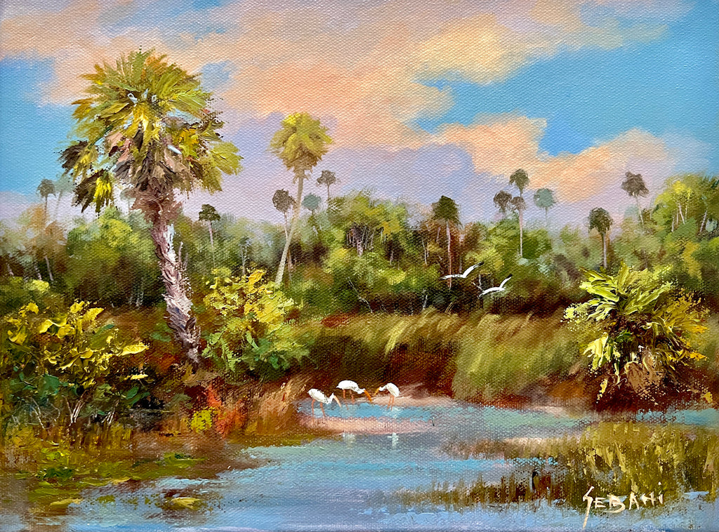 Florida Sunset and Palms Landscape. Original