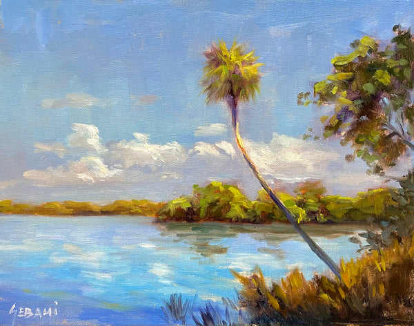 Florida Coastal Lagoon Landscape painting. Original