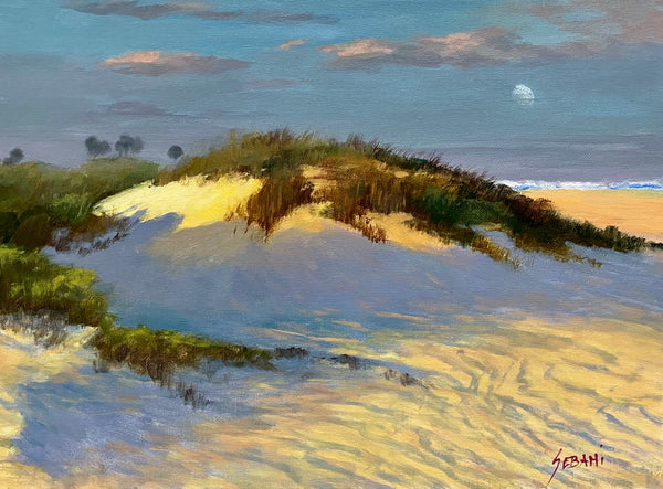 Coastal Dunes at Sunset seascape painting. Original!