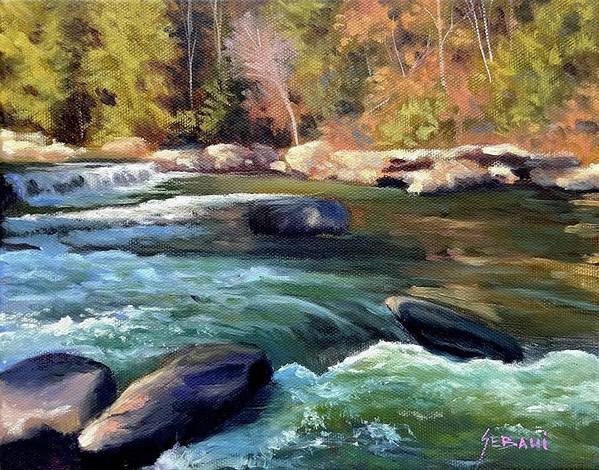 Mountain River Stream Landscape Art Print  - Art Print