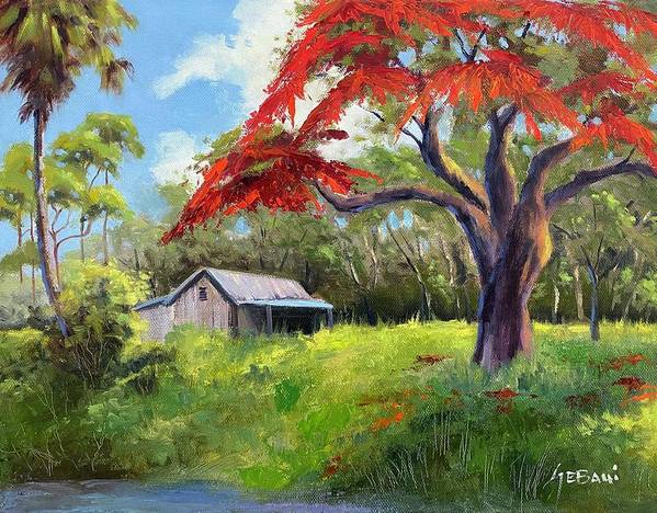 Southern Art Royal Poinciana Landscape Art Print  - Art Print