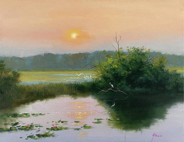 Sunset on the Marsh Florida Landscape Art Print  - Art Print